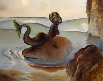black mermaid erotic painting